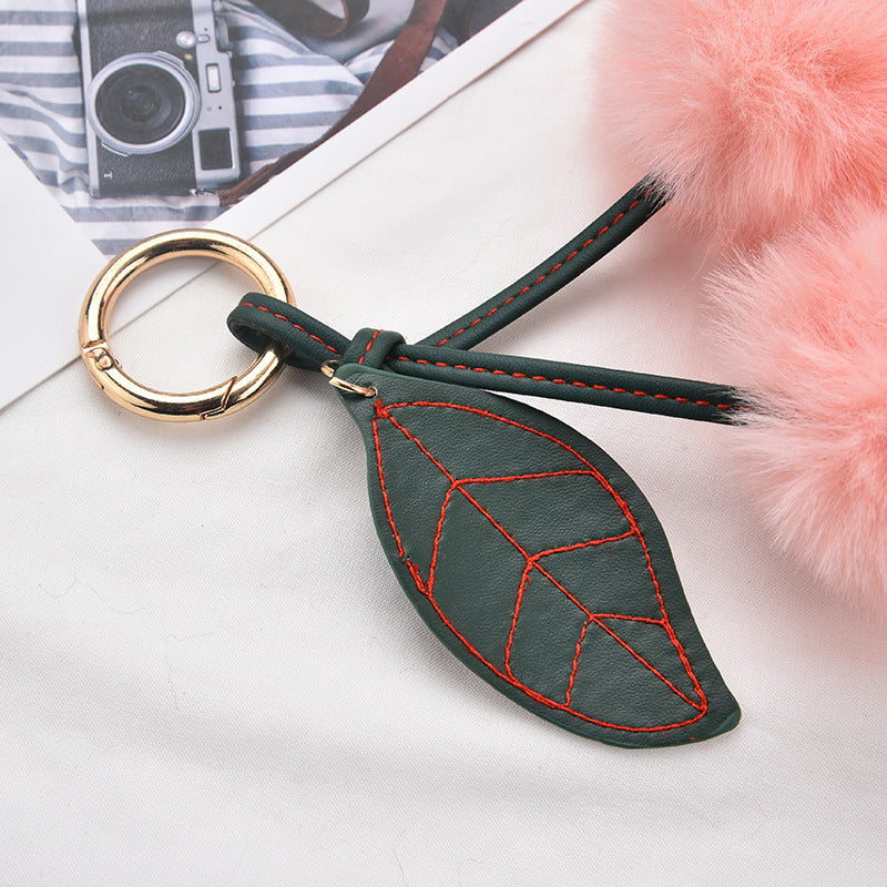 Wholesale fruit Cherry fur ball keychain imitation Rex rabbit fur bag pendant small jewelry